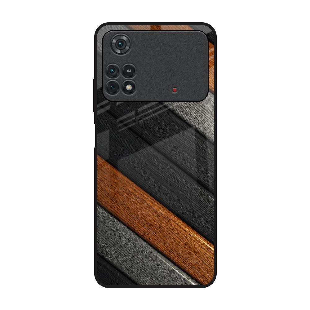 Tri Color Wood Poco M4 Pro Glass Back Cover Online