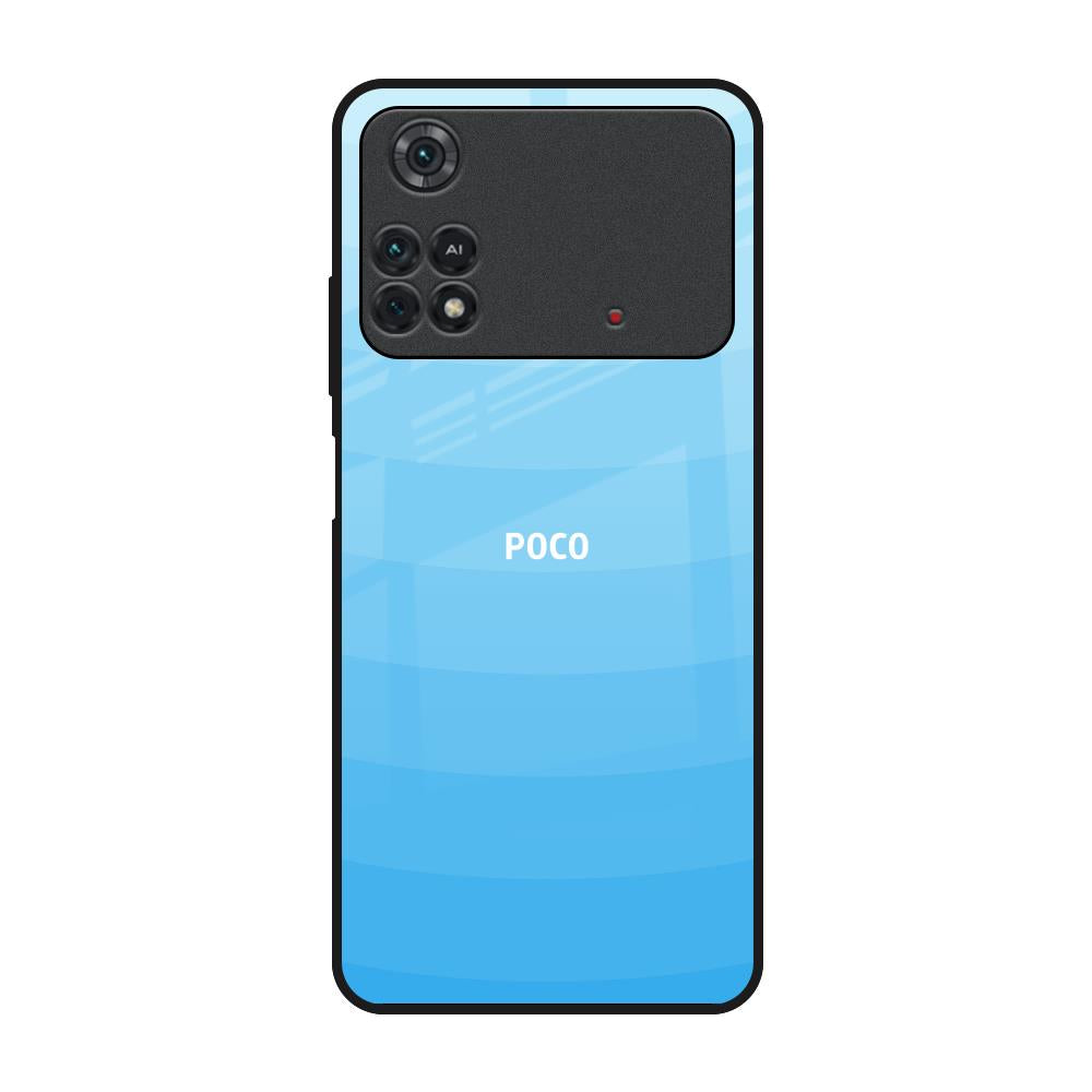 Wavy Blue Pattern Poco M4 Pro Glass Back Cover Online
