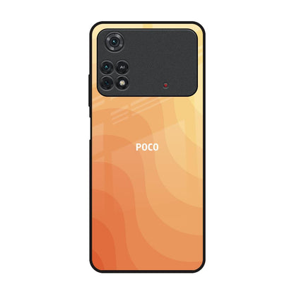 Orange Curve Pattern Poco M4 Pro Glass Back Cover Online