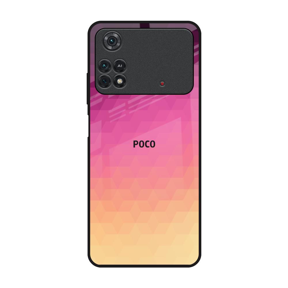 Geometric Pink Diamond Poco M4 Pro Glass Back Cover Online