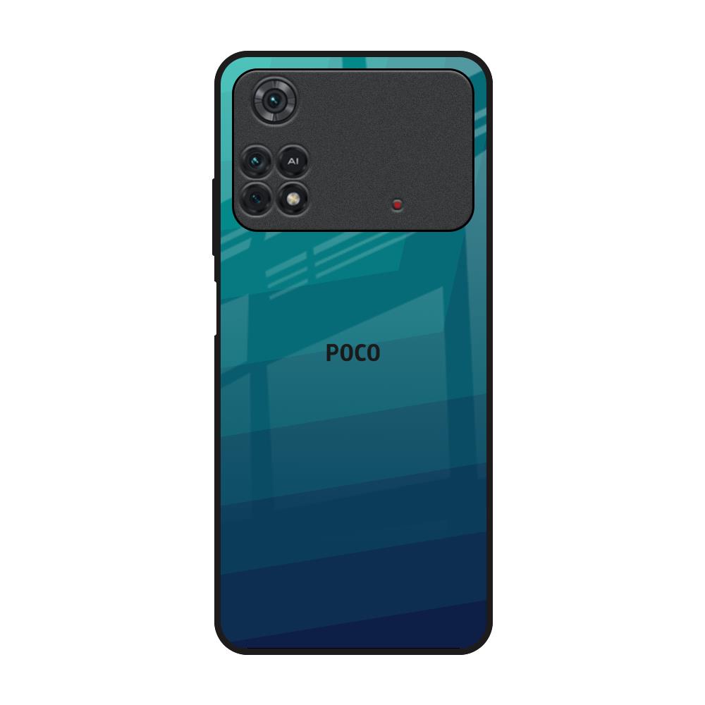 Green Triangle Pattern Poco M4 Pro Glass Back Cover Online