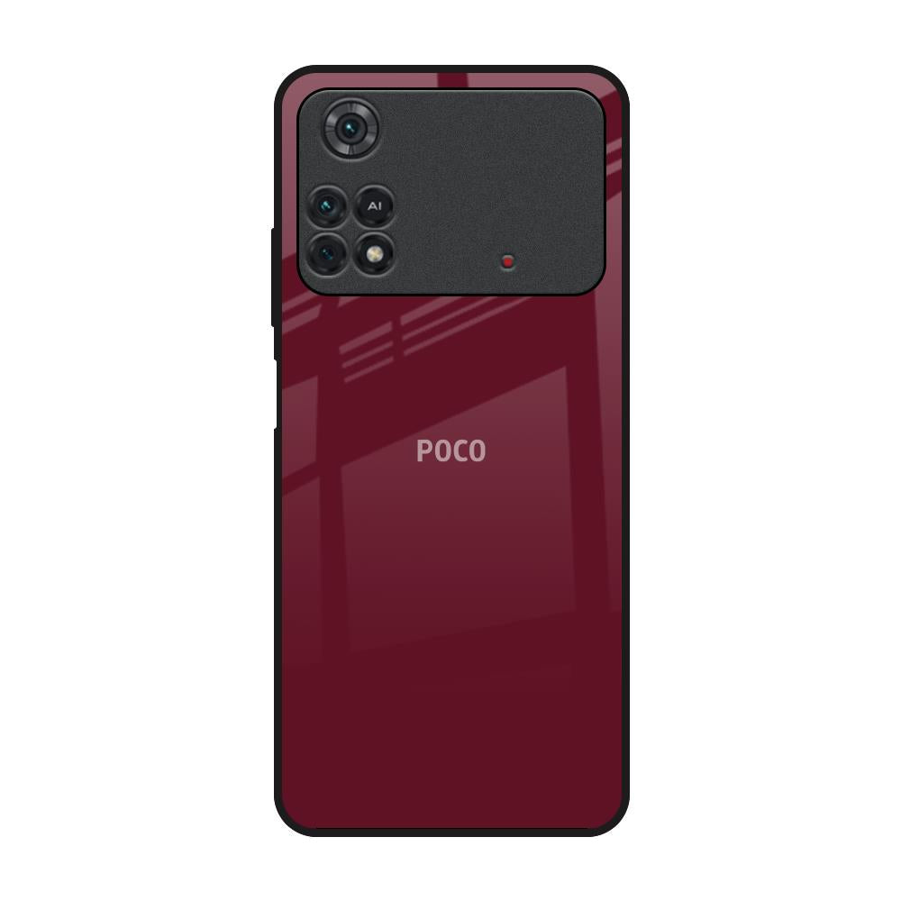Classic Burgundy Poco M4 Pro Glass Back Cover Online