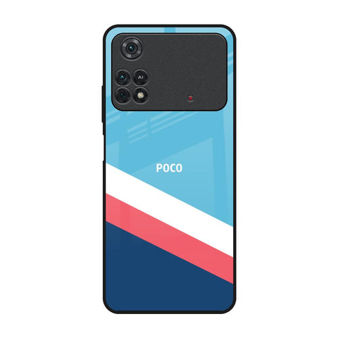 Pink & White Stripes Poco M4 Pro Glass Back Cover Online