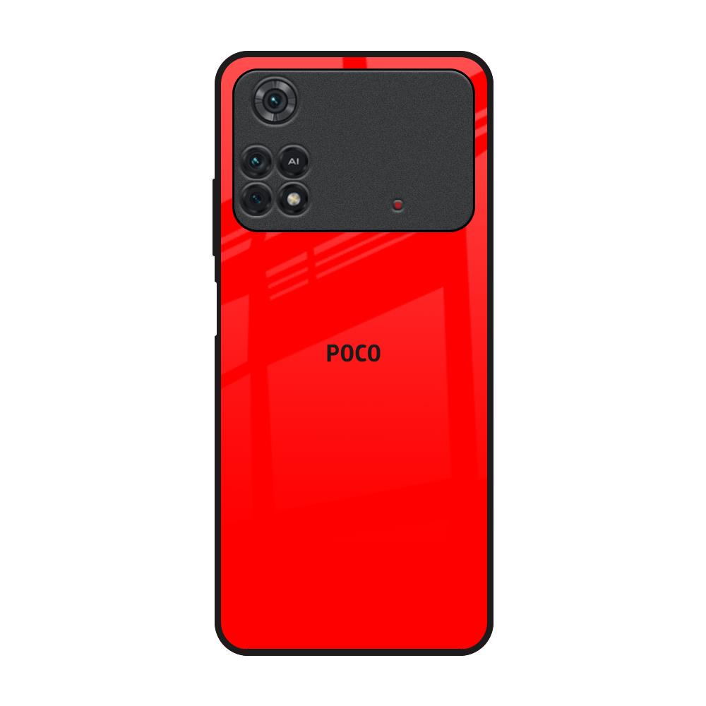 Blood Red Poco M4 Pro Glass Back Cover Online
