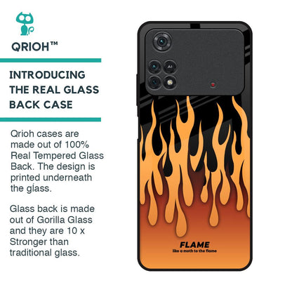 Fire Flame Glass Case for Poco M4 Pro