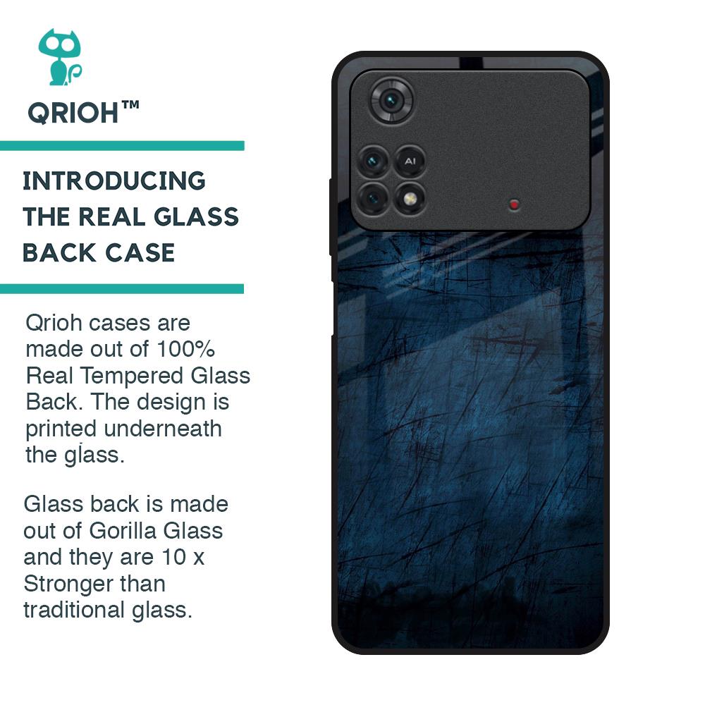Dark Blue Grunge Glass Case for Poco M4 Pro