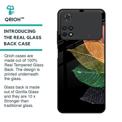 Colorful Leaves Glass Case for Poco M4 Pro