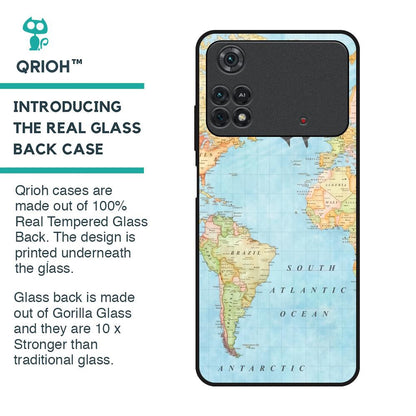 Travel Map Glass Case for Poco M4 Pro