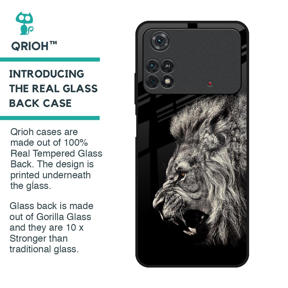 Brave Lion Glass Case for Poco M4 Pro