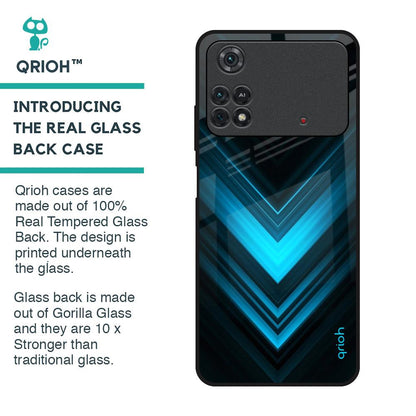 Vertical Blue Arrow Glass Case For Poco M4 Pro