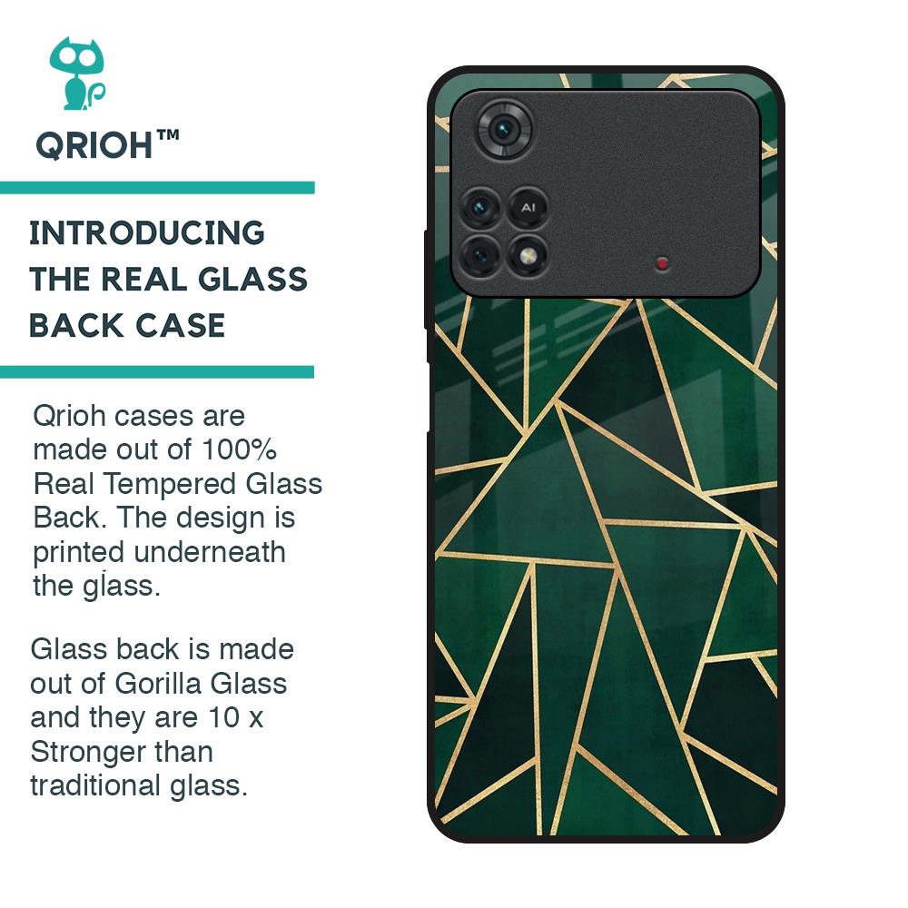 Abstract Green Glass Case For Poco M4 Pro