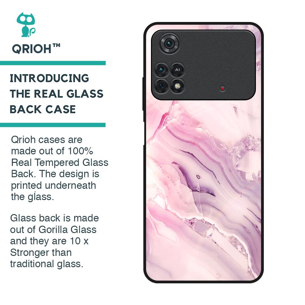 Diamond Pink Gradient Glass Case For Poco M4 Pro