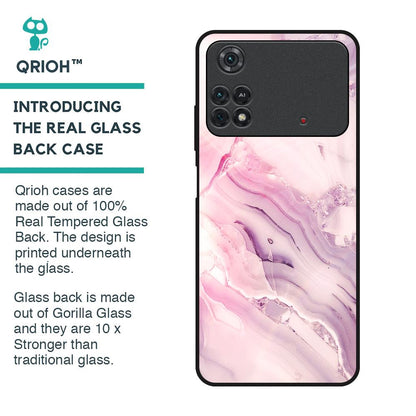 Diamond Pink Gradient Glass Case For Poco M4 Pro