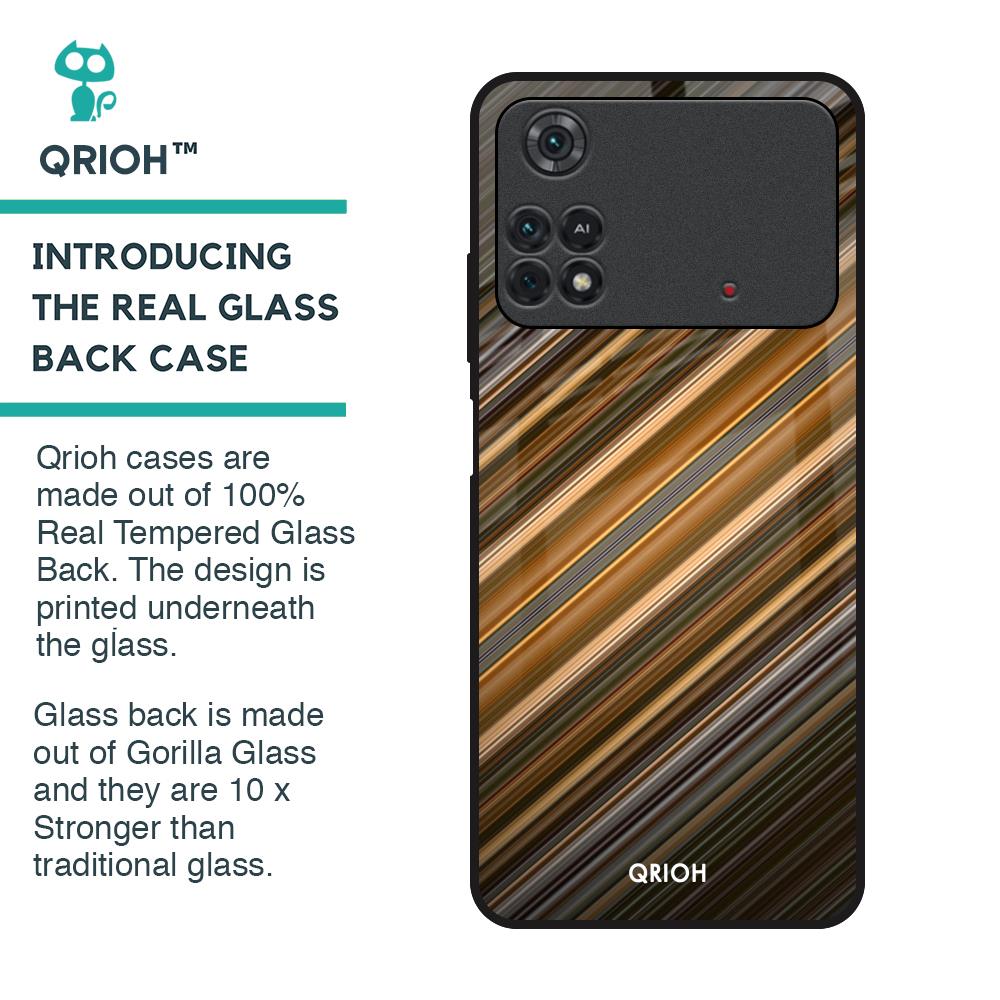 Diagonal Slash Pattern Glass Case for Poco M4 Pro