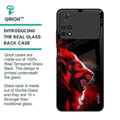 Red Angry Lion Glass Case for Poco M4 Pro
