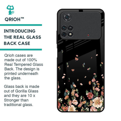 Floating Floral Print Glass Case for Poco M4 Pro