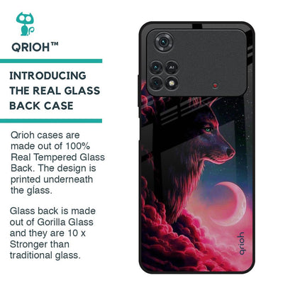 Moon Wolf Glass Case for Poco M4 Pro
