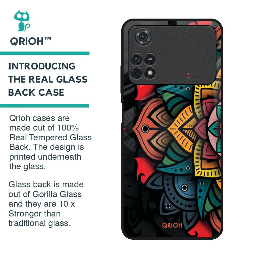 Retro Gorgeous Flower Glass Case for Poco M4 Pro