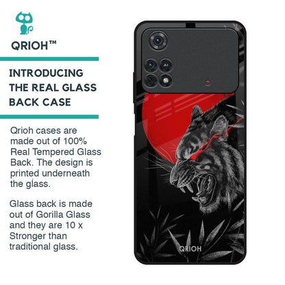 Red Moon Tiger Glass Case for Poco M4 Pro