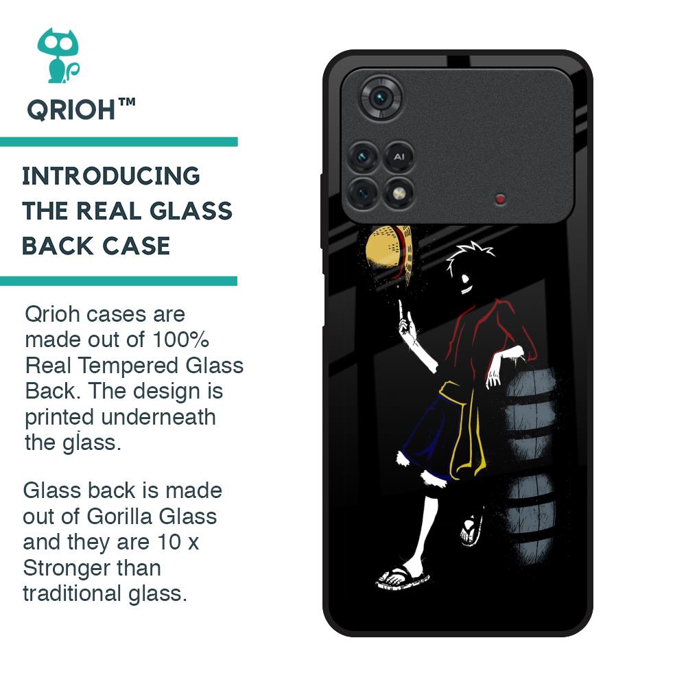 Luffy Line Art Glass Case for Poco M4 Pro