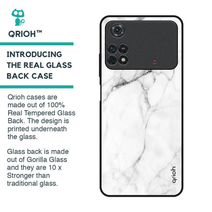 Modern White Marble Glass Case for Poco M4 Pro
