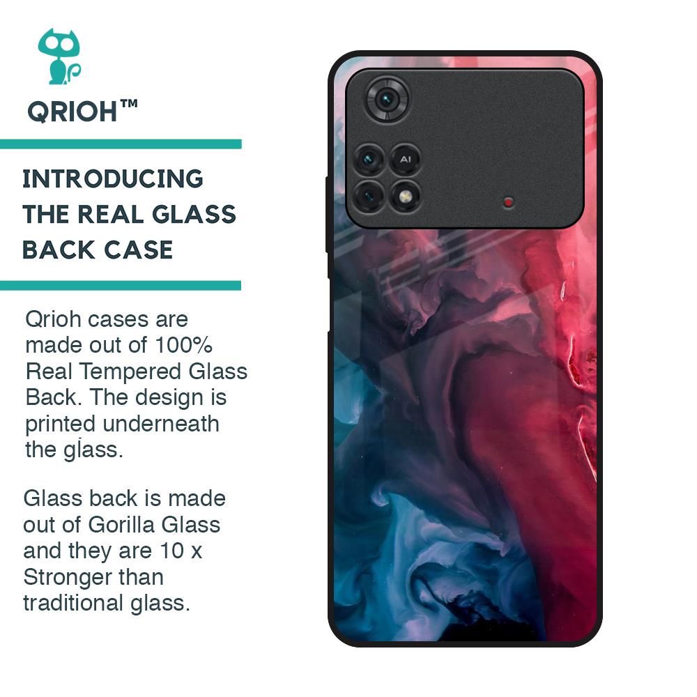 Blue & Red Smoke Glass Case for Poco M4 Pro