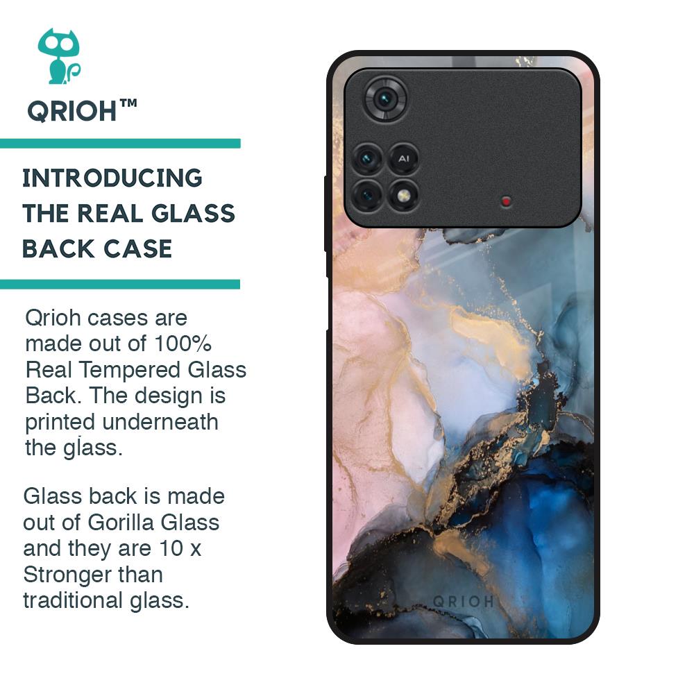 Marble Ink Abstract Glass Case for Poco M4 Pro