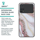 Pink & Gold Gllitter Marble Glass Case for Poco M4 Pro