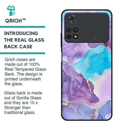 Alcohol ink Marble Glass Case for Poco M4 Pro
