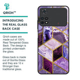 Purple Rhombus Marble Glass Case for Poco M4 Pro