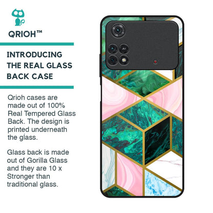 Seamless Green Marble Glass Case for Poco M4 Pro