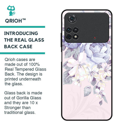 Elegant Floral Glass Case for Poco M4 Pro