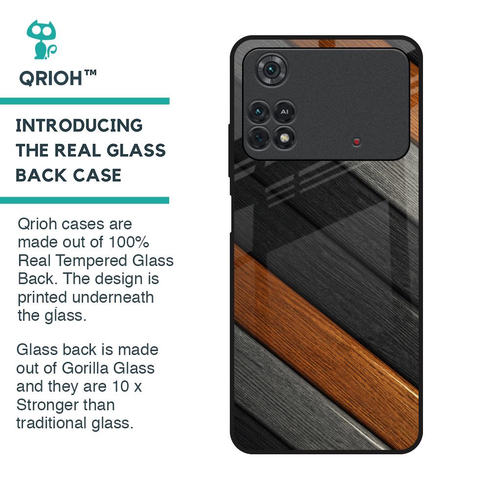 Tri Color Wood Glass Case for Poco M4 Pro