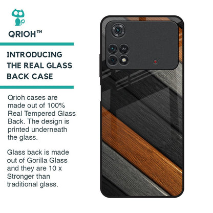 Tri Color Wood Glass Case for Poco M4 Pro