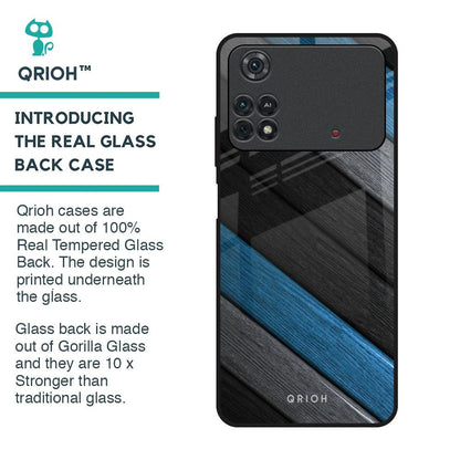 Multicolor Wooden Effect Glass Case for Poco M4 Pro