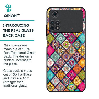 Multicolor Mandala Glass Case for Poco M4 Pro