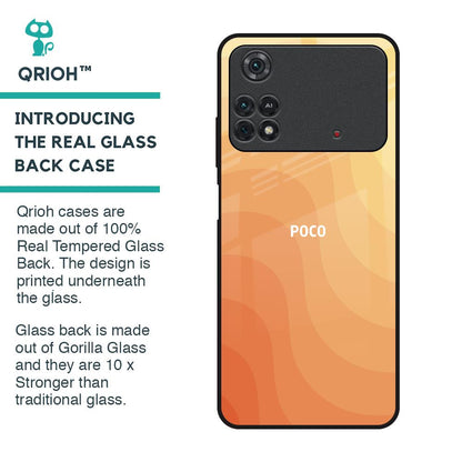 Orange Curve Pattern Glass Case for Poco M4 Pro