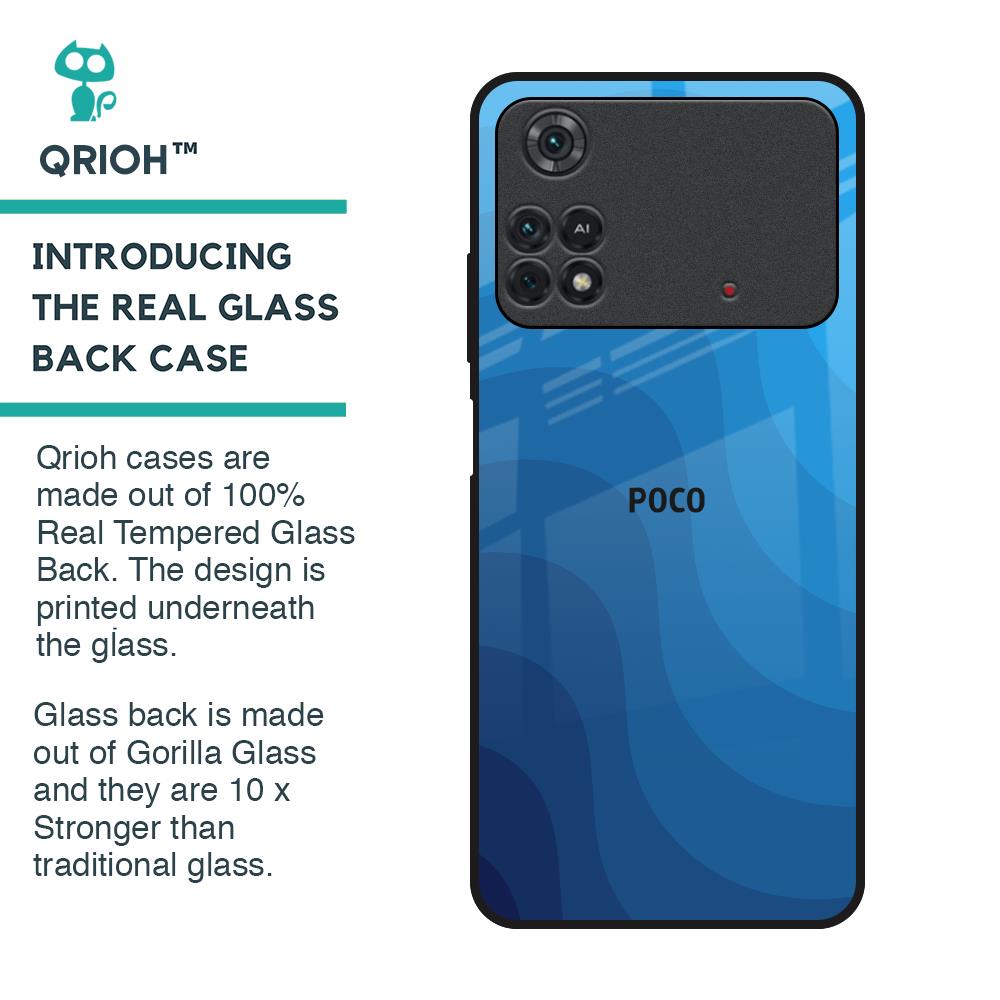 Blue Wave Abstract Glass Case for Poco M4 Pro