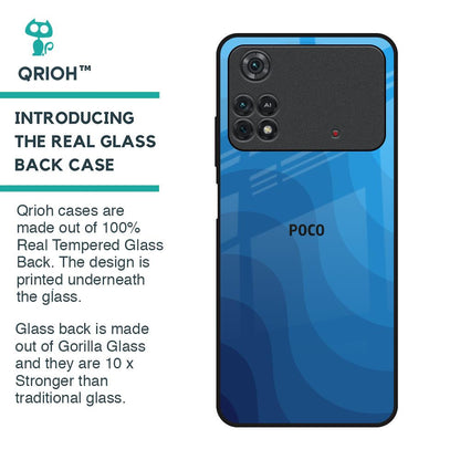 Blue Wave Abstract Glass Case for Poco M4 Pro