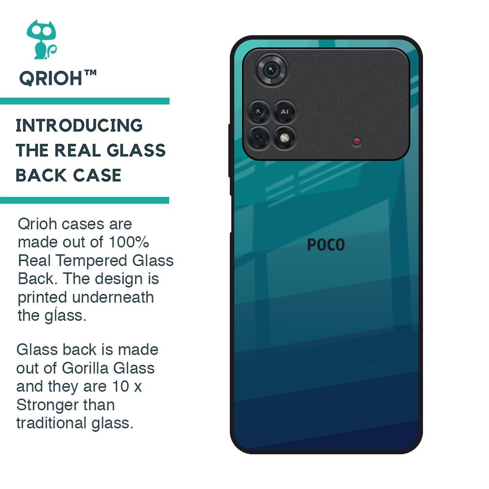 Green Triangle Pattern Glass Case for Poco M4 Pro