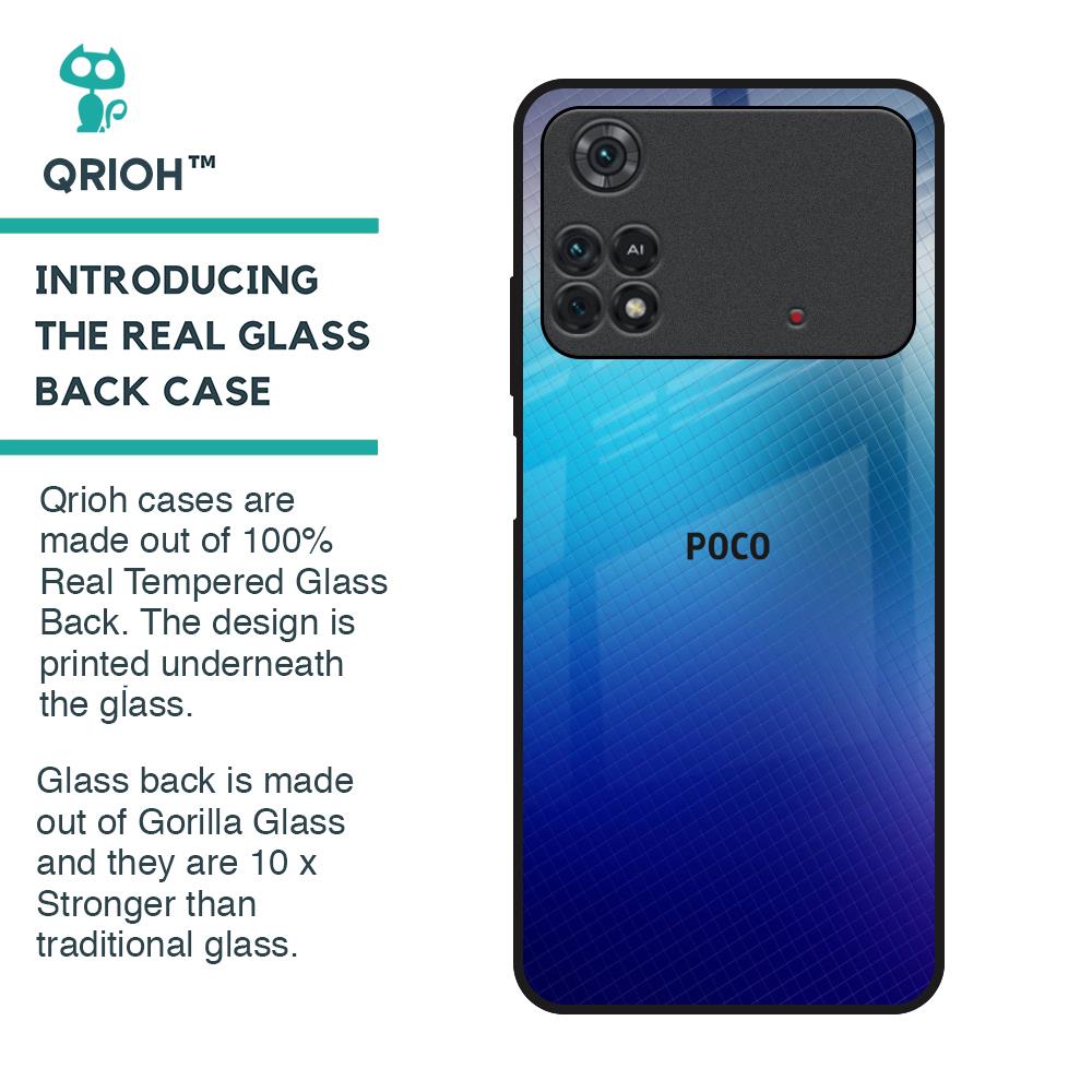 Blue Rhombus Pattern Glass Case for Poco M4 Pro