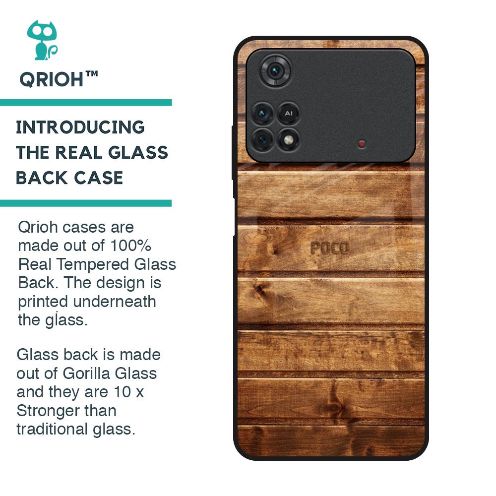 Wooden Planks Glass Case for Poco M4 Pro