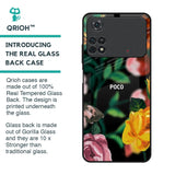 Flowers & Butterfly Glass Case for Poco M4 Pro