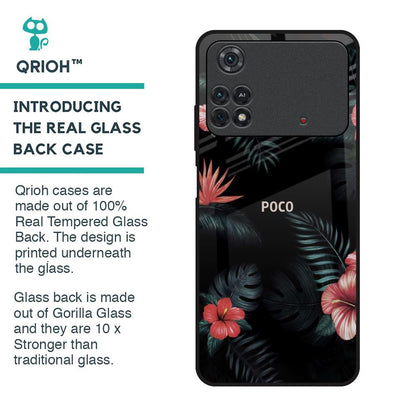 Tropical Art Flower Glass Case for Poco M4 Pro