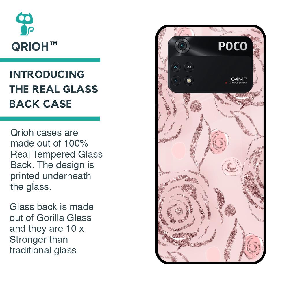 Shimmer Roses Glass case for Poco M4 Pro