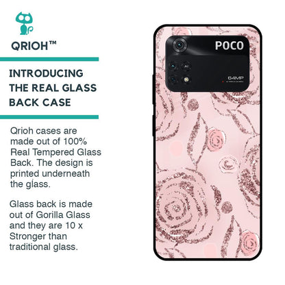 Shimmer Roses Glass case for Poco M4 Pro