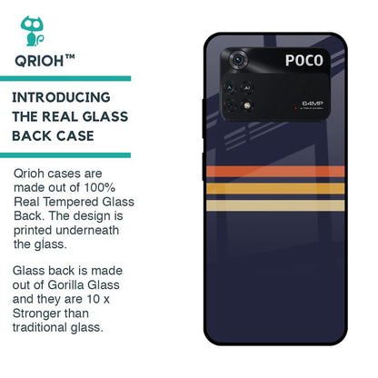 Tricolor Stripes Glass Case For Poco M4 Pro