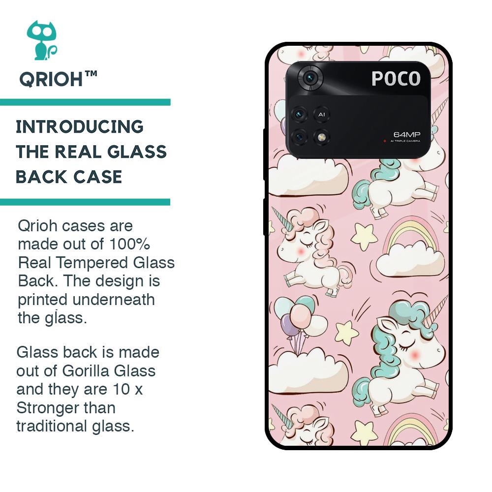 Balloon Unicorn Glass case for Poco M4 Pro