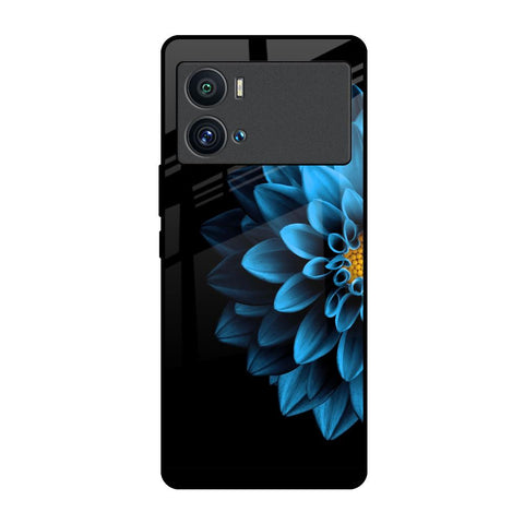 Half Blue Flower iQOO 9 Pro Glass Back Cover Online