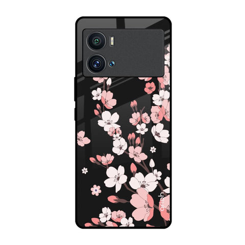 Black Cherry Blossom iQOO 9 Pro Glass Back Cover Online